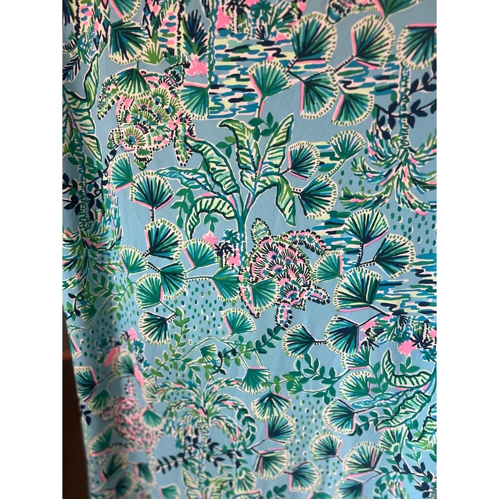 Lilly Pulitzer Tropical Turtle & Palm Tree V-Neck Dress Women’s Size Large - Picture 6 of 11